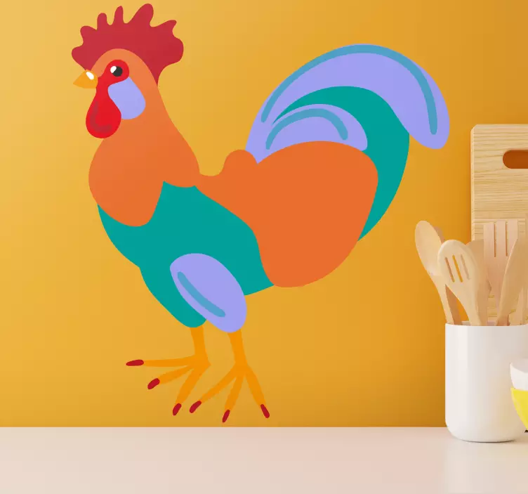 Colorful Rooster Figure farm animal sticker - TenStickers