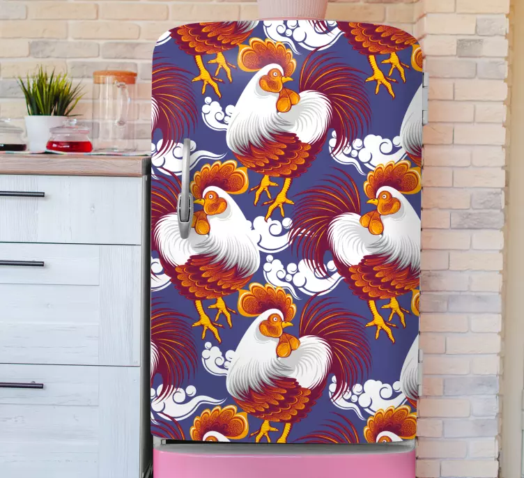 Colorful rooster pattern fridge sticker - TenStickers