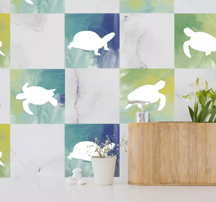 Colorful turtle pack tile sticker - TenStickers