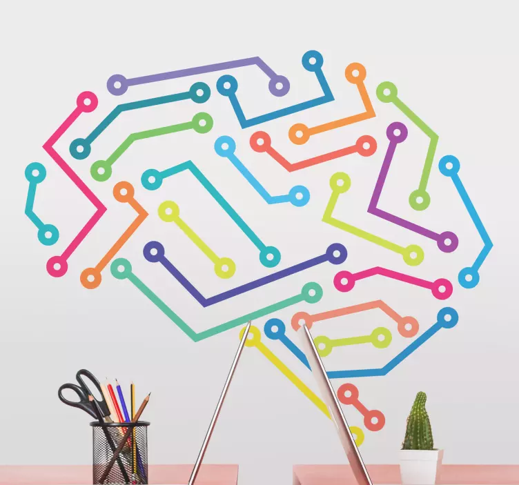 Connected brain office sticker - TenStickers