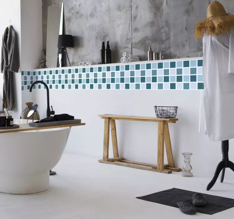 Cool Tones Bathroom Mosaic Tile Transfer - TenStickers