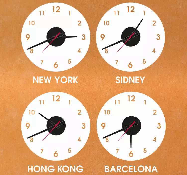 Countries and cities clock wall clock sticker - TenStickers