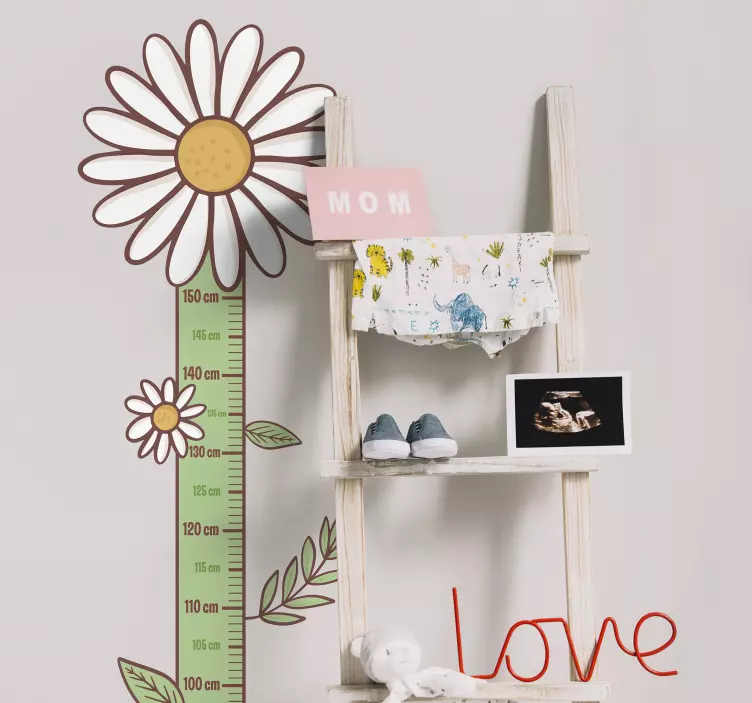 Daisy flowers height chart wall decal - TenStickers