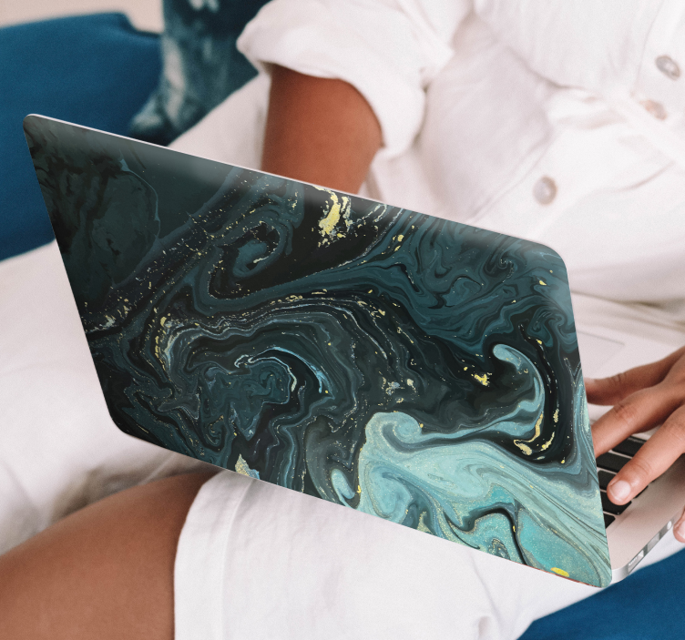 Dark green luxury marble laptop skins - TenStickers
