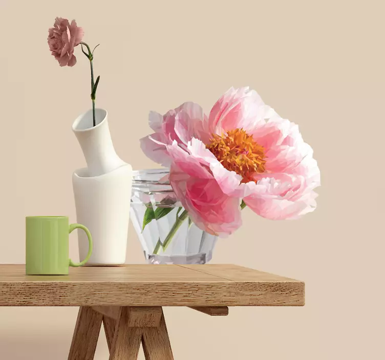 Decorative Pink Flower Sticker - TenStickers