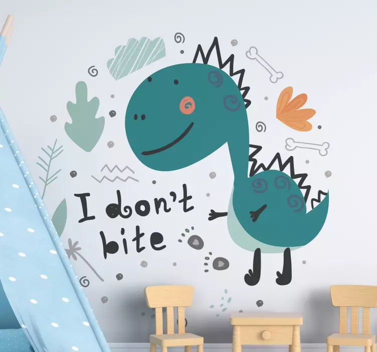 Dinosaur green smiling dinosaur wall sticker - TenStickers