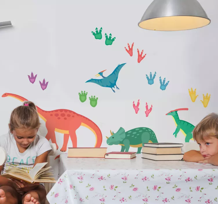 Dinosaurs and footprints  dinosaur wall sticker - TenStickers