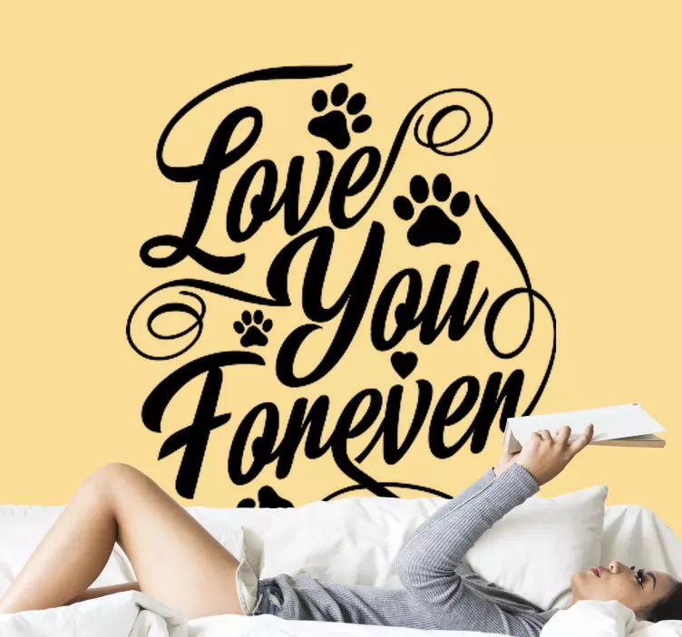 Dog love forever cat sticker - TenStickers
