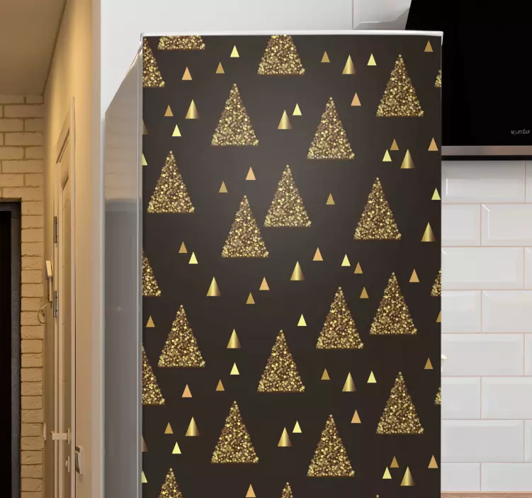 Elegant golden trees Christmas decal - TenStickers