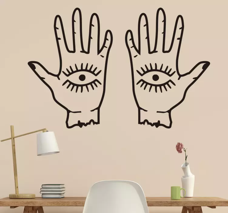Eyes on hands wall art sticker - TenStickers