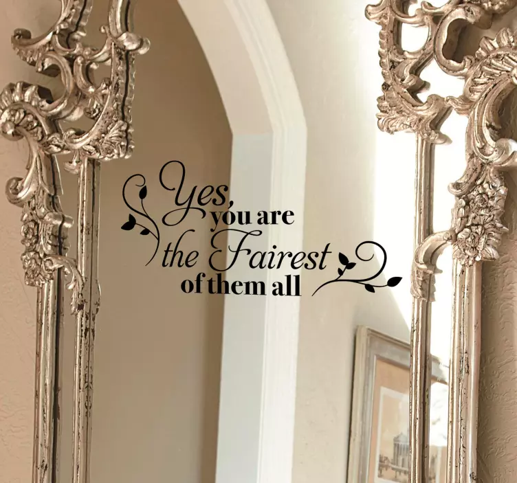 Fairest of them all text mirror sticker - TenStickers