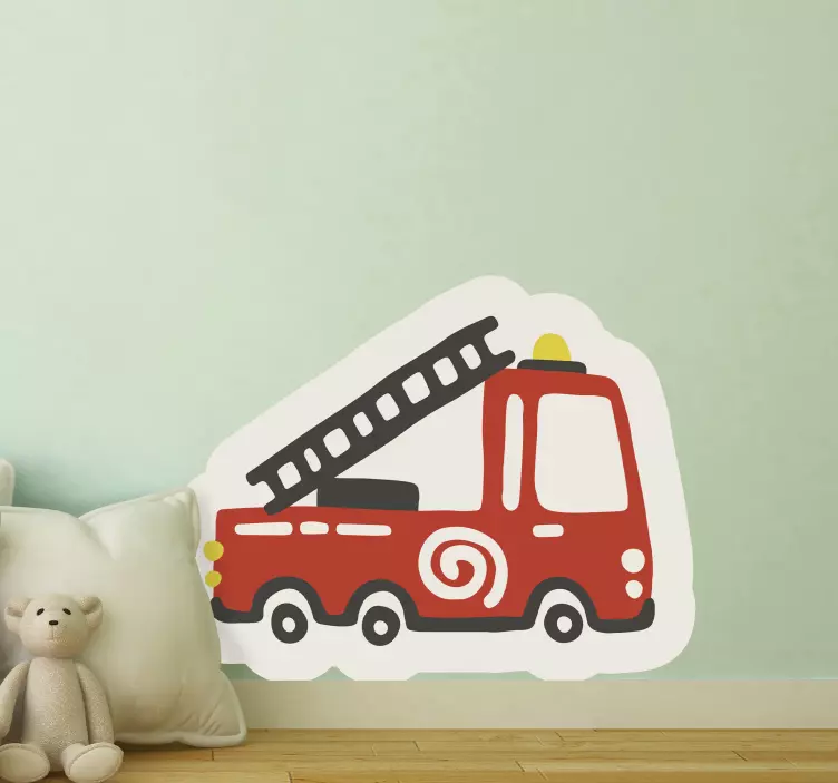 firefighter red car wall children wall sticker - TenStickers