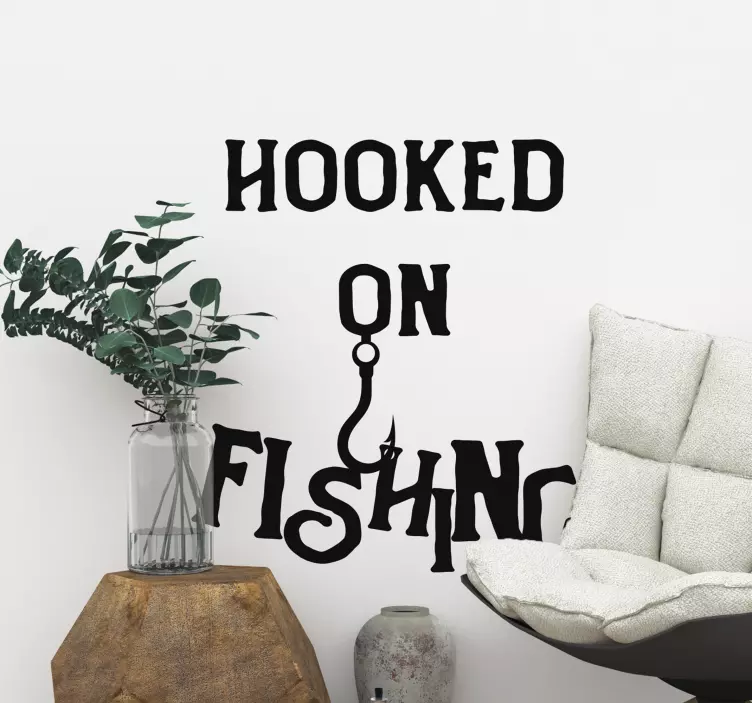 Fishing text nautical wall sticker - TenStickers
