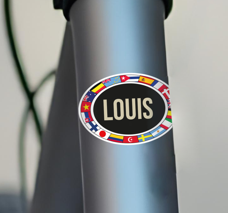 Flags and personalized text bike sticker - TenStickers
