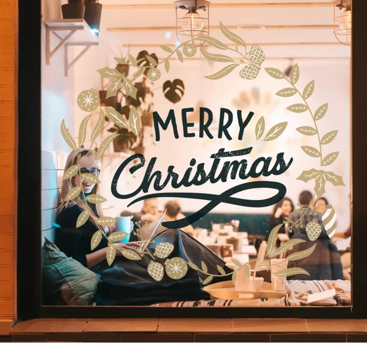Floral Embroidery Christmas window sticker - TenStickers