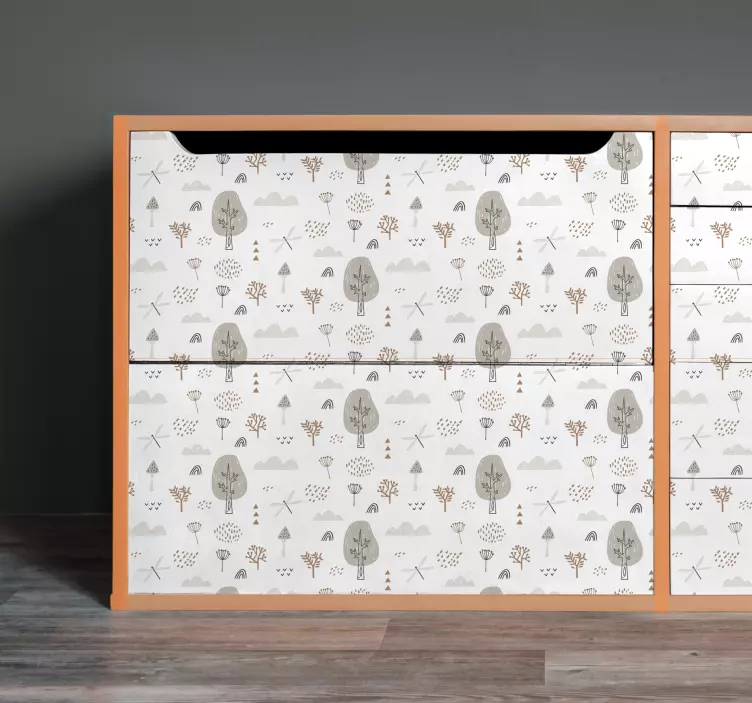 Flying dragonflies and leaves furniture sticker - TenStickers