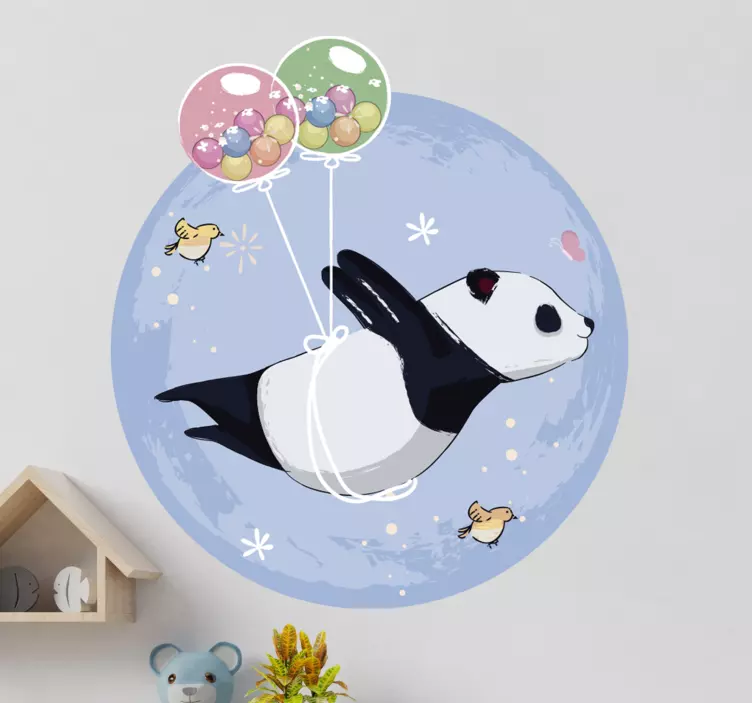 Flying panda illustration decal - TenStickers