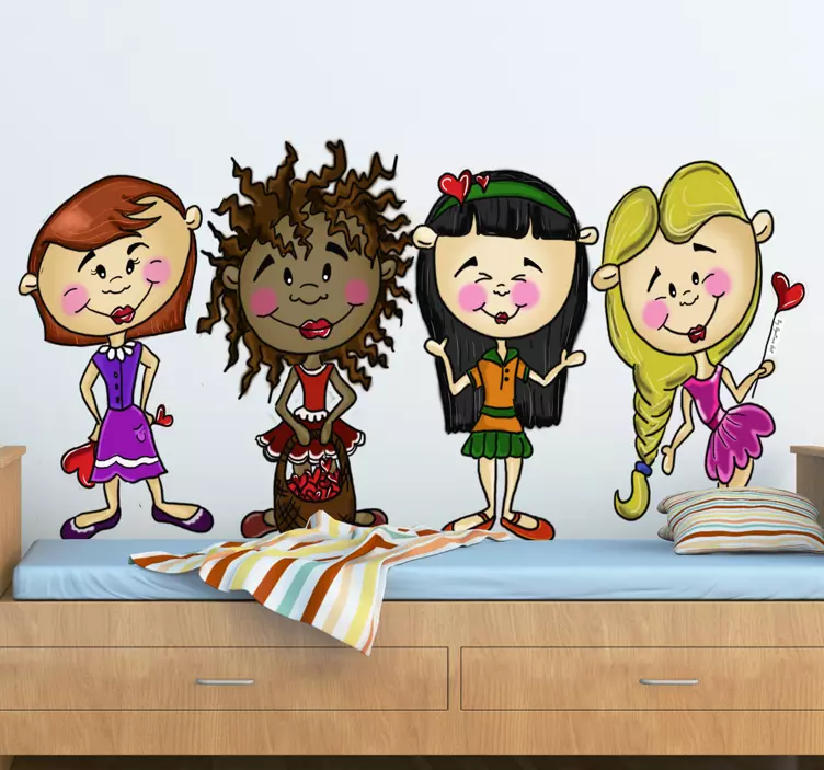 Four Friends Kids Stickers - TenStickers