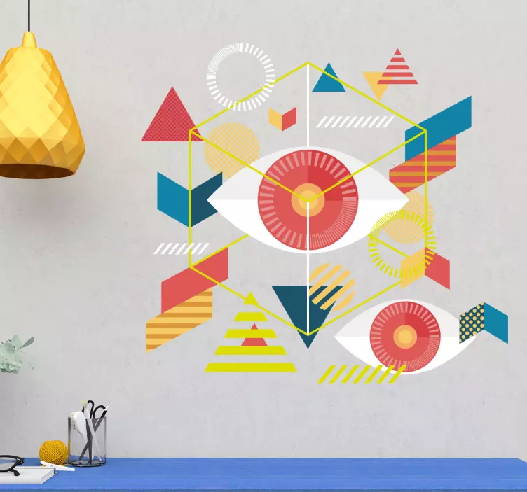 Geometric eyes wall art sticker - TenStickers