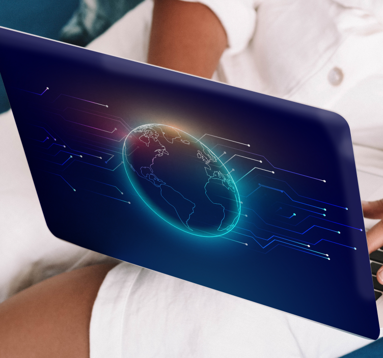 Geometric telecommunication map laptop skins - TenStickers