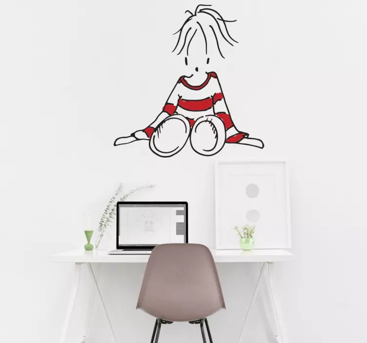 Girl in Striped Jumper Wall Sticker - TenStickers