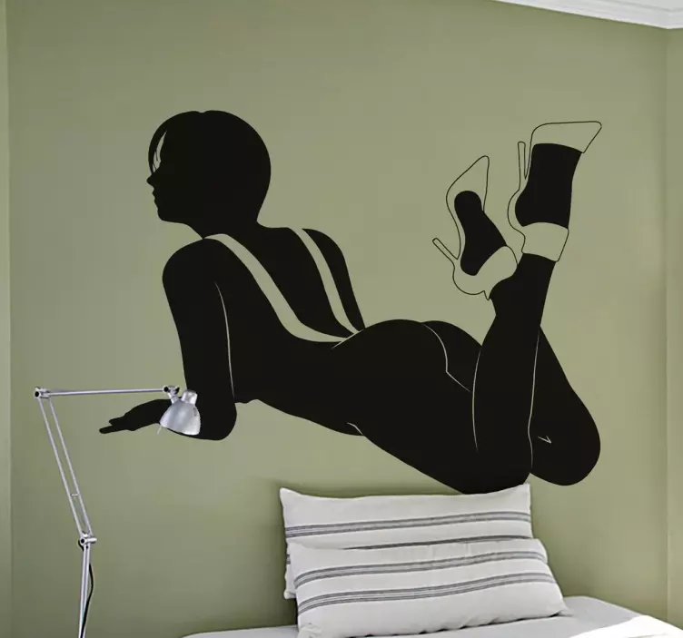 Girl in Suspenders Silhouette Sticker - TenStickers