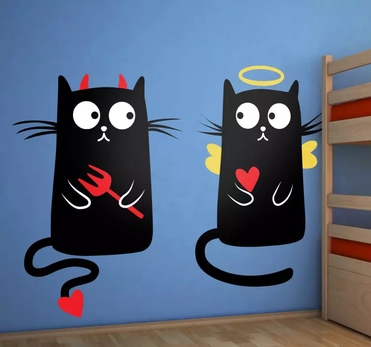 Good Cat Bad Cat Wall Decal - TenStickers
