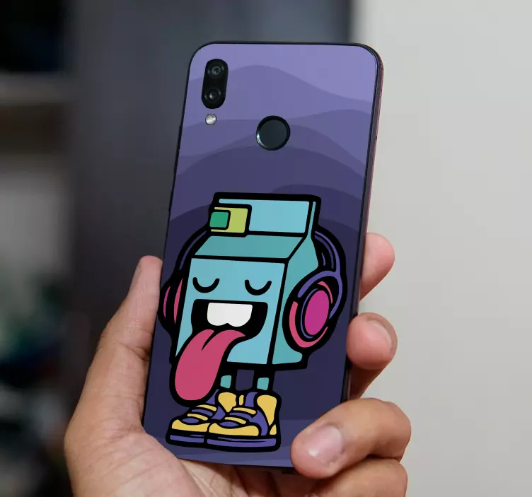 Robot sticking out tongue huawei sticker - TenStickers