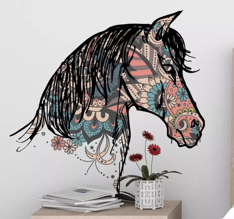 Horse head in ethnic style animal wall sticker - TenStickers