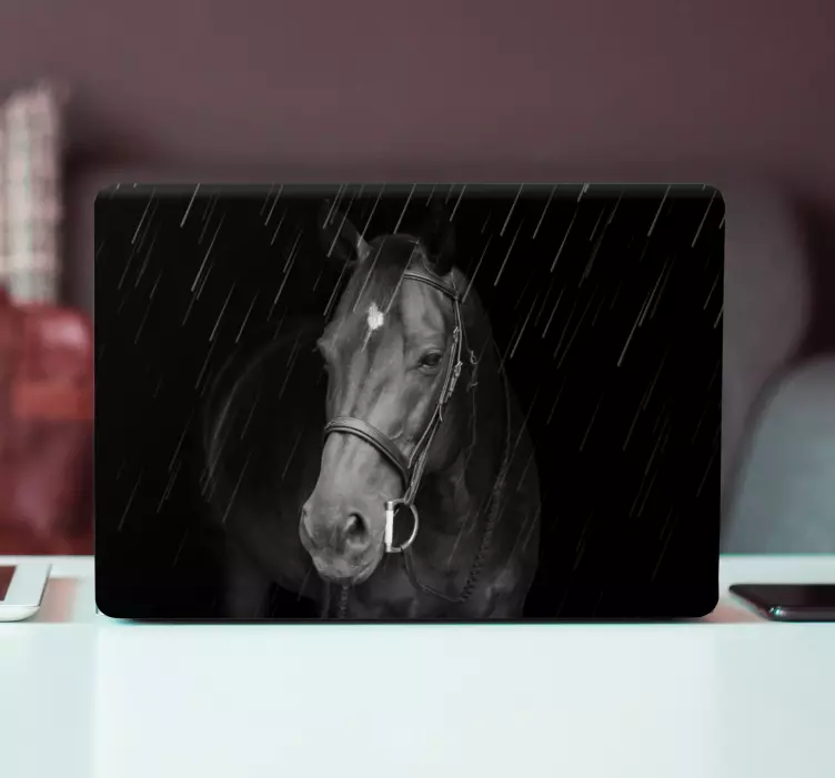 Horse Rainy Mood laptop skin - TenStickers