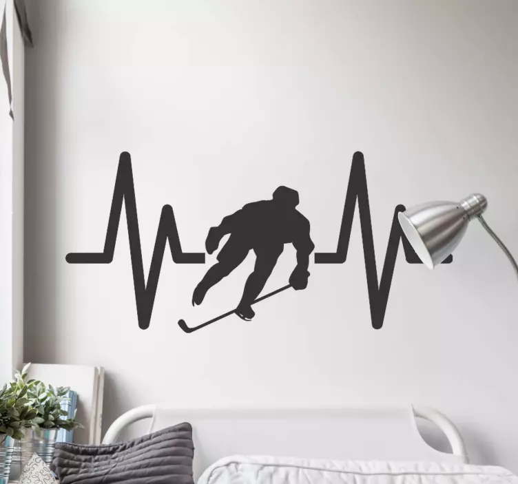 Ice Hockey Heart Beat wall sticker - TenStickers
