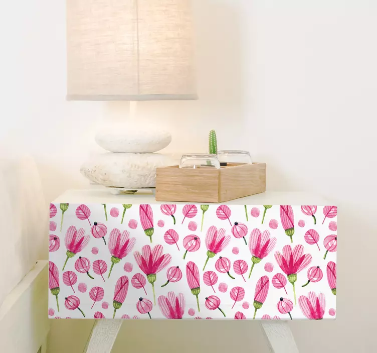Ikea sticker pink flowers - TenStickers