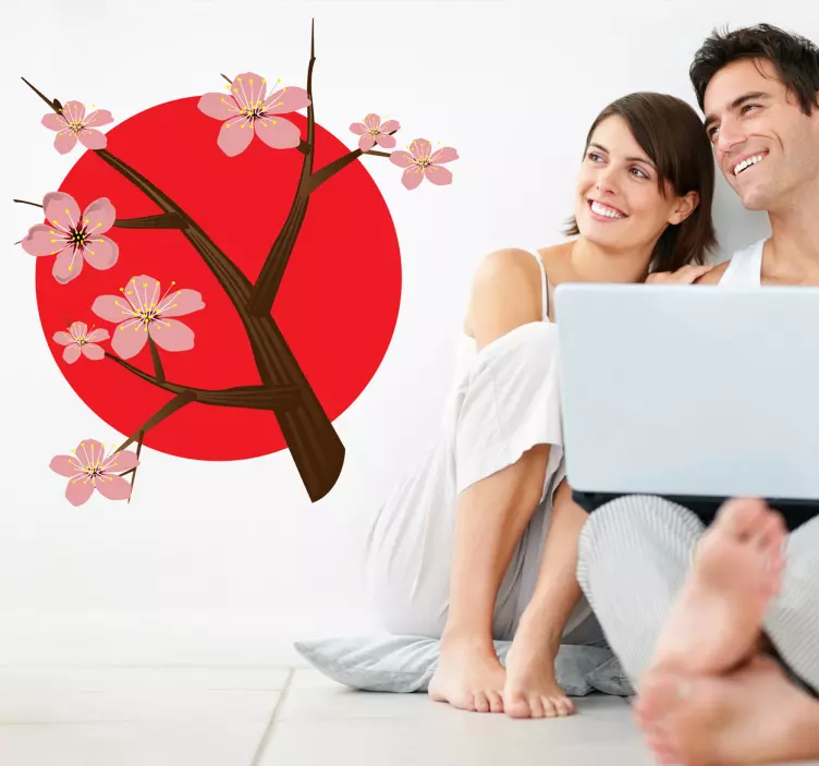 Japanese Cherry Branch Wall Sticker - TenStickers