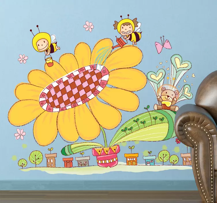 Kids Bee City Wall Mural - TenStickers