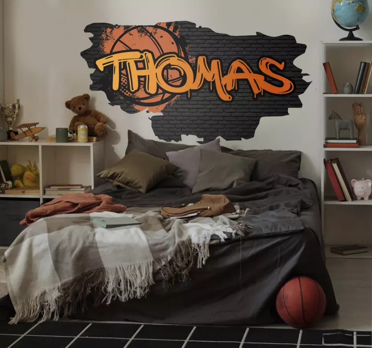 Kid's sticker basketball graffiti design - TenStickers