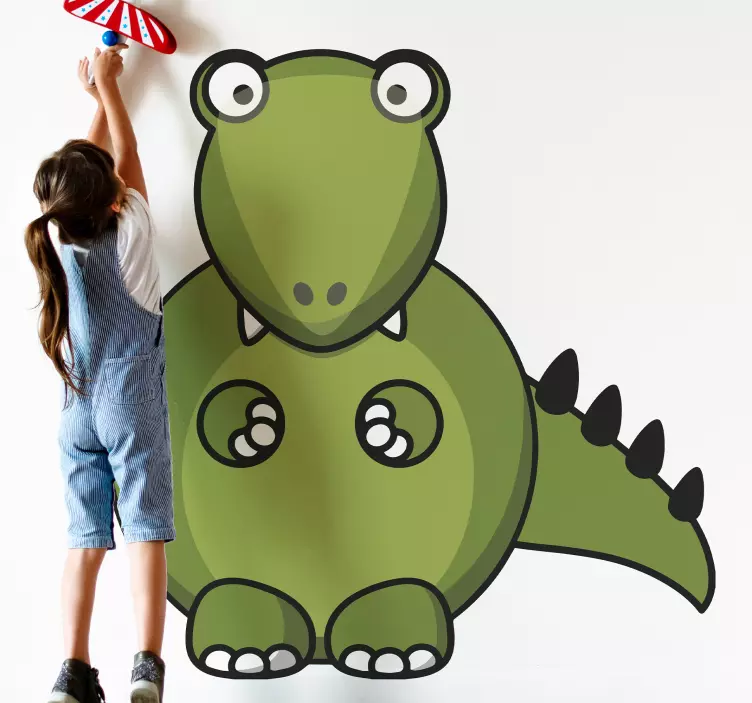 Kid's sticker cheerful dinosaur character - TenStickers