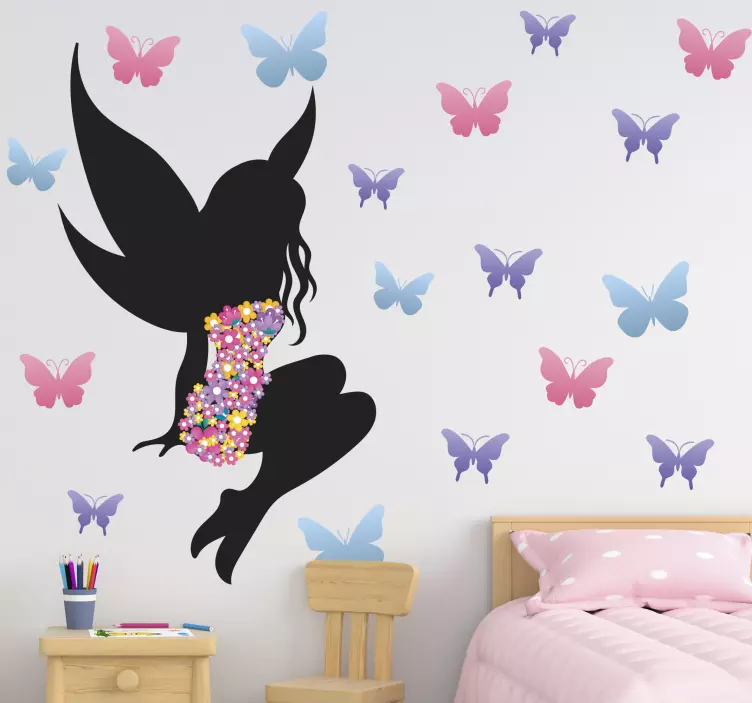 Kid's sticker fairy silhouette embrace - TenStickers