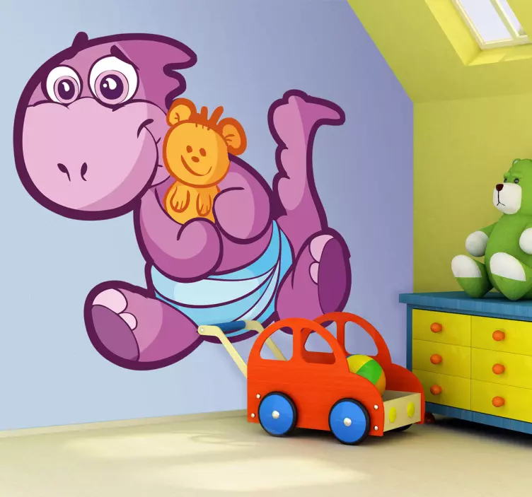 Kids Stickers Baby Purple Dinosaur - TenStickers