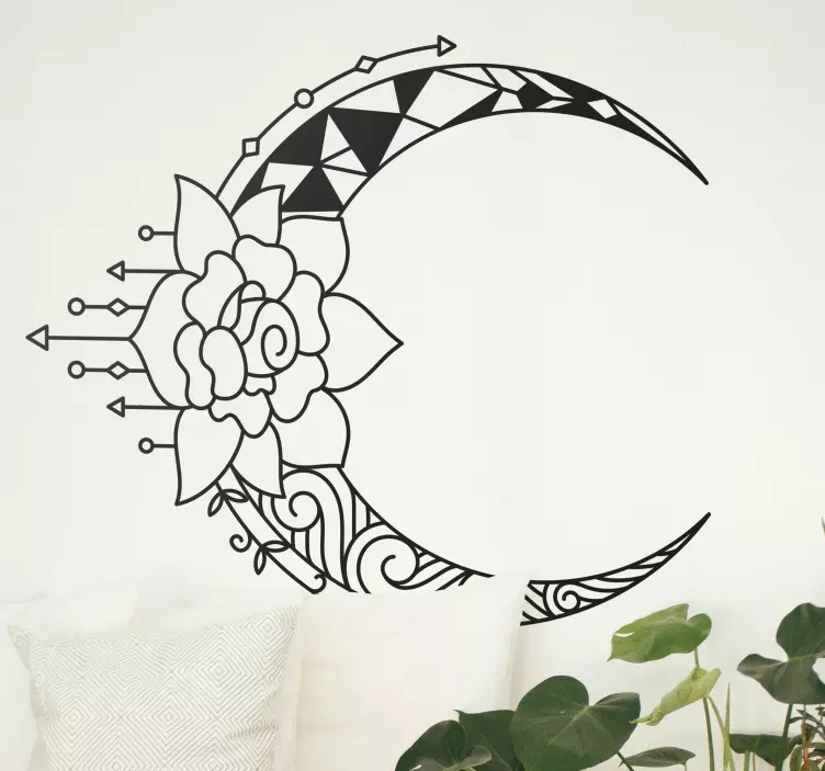 Lotus and moon flower wall sticker - TenStickers