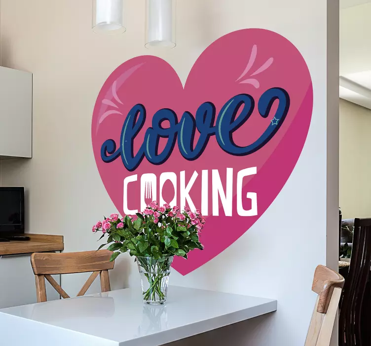 Love cooking text kitchen wall sticker - TenStickers