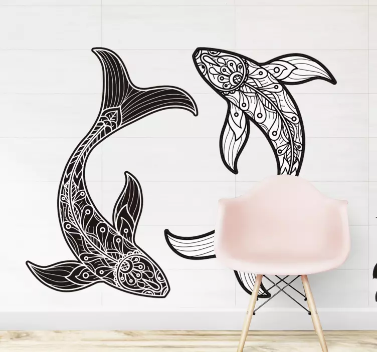 Mandala fishes fish wall sticker - TenStickers