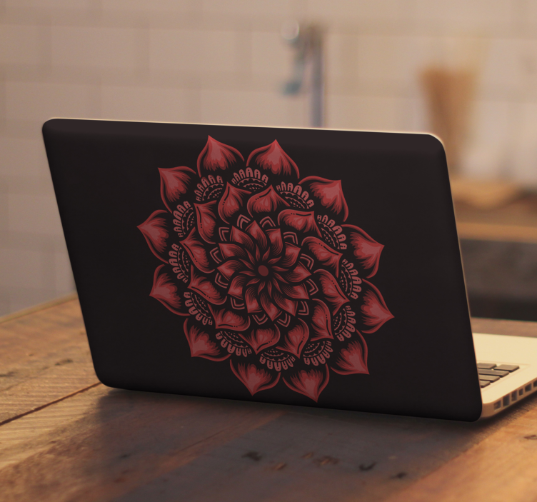 Mandala red flower laptop skins - TenStickers