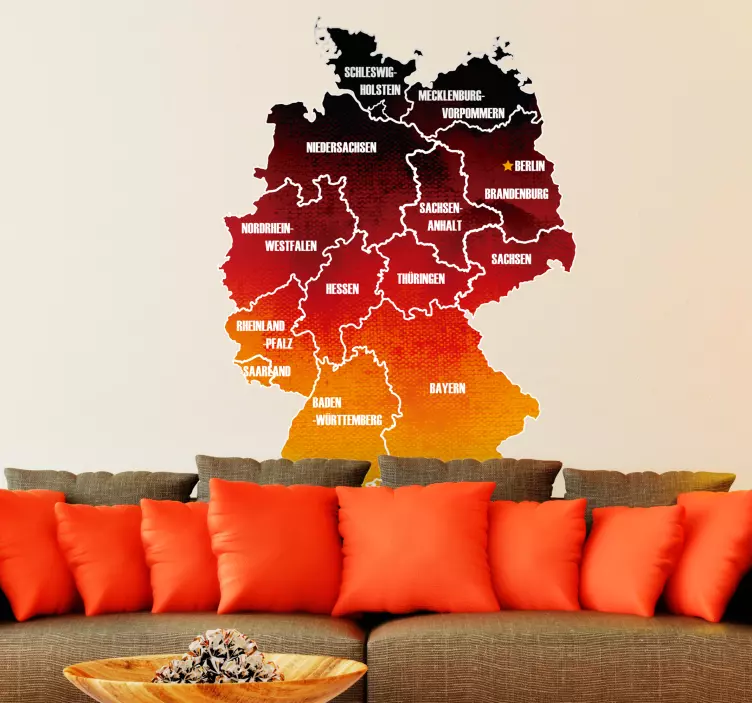 map german states wall sticker - TenStickers