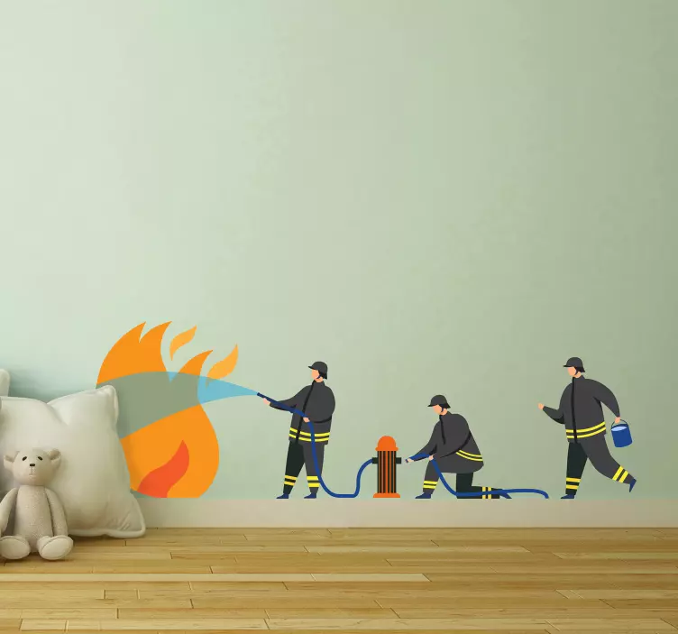 Men firefighters childrens Bedroom wall sticker - TenStickers