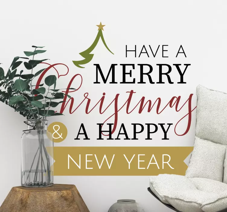 Merry Christmas and Happy New Year sticker - TenStickers
