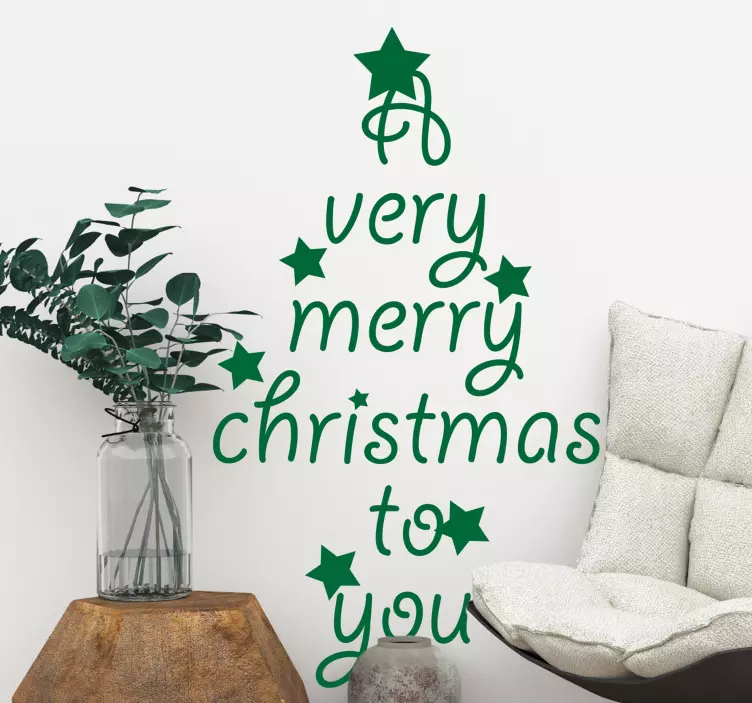 Ornamental merry Christmas tree sticker - TenStickers