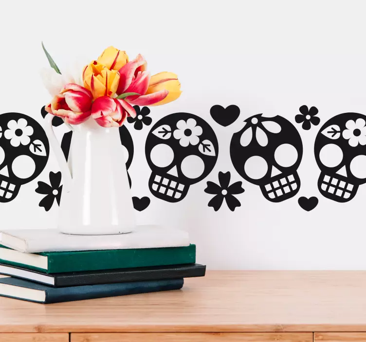 Mexican skulls wall border sticker - TenStickers