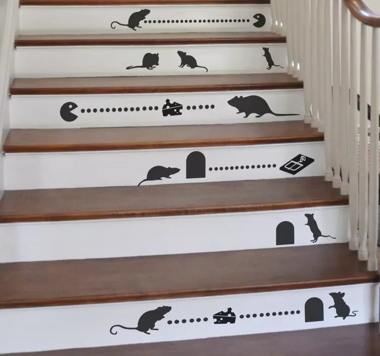 Mice Silhouette Stair Decal - TenStickers