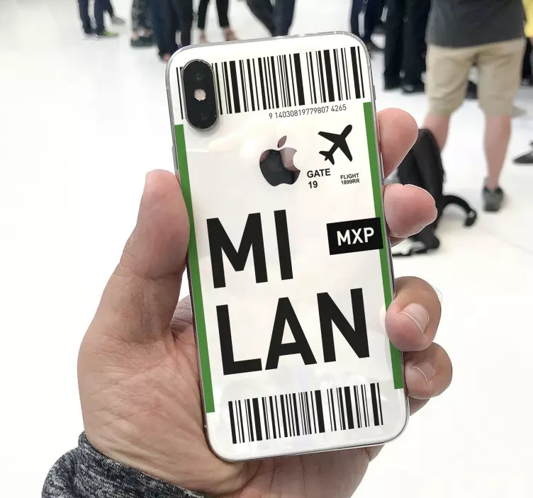 Milan Boarding Pass iPhone sticker - TenStickers