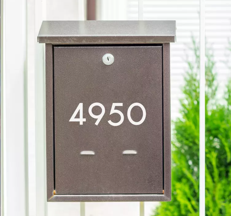 Modern number mailbox text sticker - TenStickers